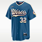 Jersey Nike de la MLB Stadium para hombre Jacob Misiorowski Milwaukee Brewers City Connect