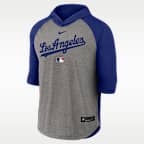 Los Angeles Dodgers Authentic Collection Flux Men's Nike Dri-FIT MLB 3/4-Sleeve Hooded T-Shirt