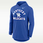 Playera de manga larga universitaria Nike Dri-FIT con gorro para hombre Kentucky Primetime Arch