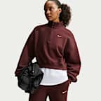 Nike Studio Fleece Medium Weight Women's Oversized 1/4-Zip Cropped Top