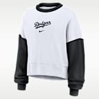 Sudadera de cuello redondo Nike de la MLB para mujer Los Angeles Dodgers