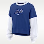 Sudadera de cuello redondo sin cierre Nike de la MLB para mujer New York Mets Primary