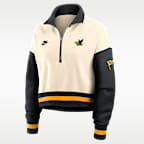 Sudadera de cuello redondo universitaria Nike oversized cropped de cierre de 1/4 para mujer Iowa Legacy