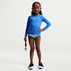 Conjunto de midkini + Hydroguard de manga larga para niña talla pequeña Nike Swim