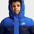 Chamarra acolchada Mixed Media con logotipo de jacquard para niños talla pequeña Nike