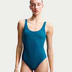 Fato de banho com decote largo e textura Nike Swim Shoreline para mulher