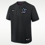 Miami Marlins Authentic Collection Men's Nike Dri-FIT MLB 1/4-Zip Short-Sleeve Windshirt