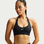 Nike One-sports-BH med innlegg, middels støtte og halterneck til dame