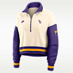 LSU Legacy Women's Nike College Cropped Oversized 1/4-Zip Crew