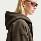 Sudadera con gorro cropped oversized de cierre completo para mujer Nike Studio Fleece Medium Weight