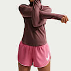 Shorts de correr Dri-FIT de tiro medio con forro de ropa interior para mujer Nike Tempo Flow Swoosh