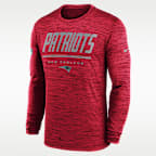 New England Patriots Sideline Team Issue Velocity Men's Nike Dri-FIT NFL Long-Sleeve T-Shirt