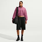 Nike Studio Fleece Medium Weight Women's Oversized 1/4-Zip Cropped Top