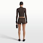 Chamarra cropped de cierre completo para mujer NikeSKIMS Ribbed Seamless