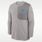Playera de manga larga Nike Dri-FIT de la NFL para hombre Miami Dolphins Sideline Coach