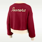 Oklahoma Academic Women's Jordan Brand College Oversized Cropped Full-Zip Bomber Jacket