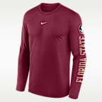 Playera de manga larga universitaria Nike Dri-FIT para hombre Florida State Primetime Stack Legend