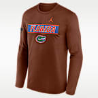 Playera de manga larga universitaria marca Jordan Dri-FIT para hombre Florida 2026 Military Appreciation Legend