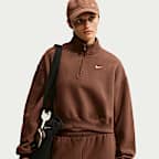 Haut court oversize à 1/4 de zip Nike Studio Fleece Medium Weight pour femme