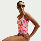 Traje de baño de una pieza con cuello en V para mujer Nike Swim