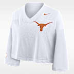 Playera universitaria Nike Dri-FIT cropped para mujer Texas Jersey