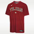 Playera Nike Dri-FIT de la MLB para niños talla grande Texas Rangers Authentic Collection City Connect Velocity