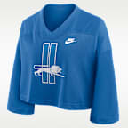 Jersey cropped Nike Dri-FIT de la NFL para mujer Detroit Lions Rewind Fashion