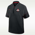 Ohio State Sideline Coach Men's Nike College 1/2-Zip Short-Sleeve Hooded Jacket