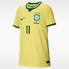 Jersey de futbol Nike Dri-FIT de la selección de Brasil local 2026 Stadium Raphinha para niños talla grande