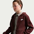 Sudadera con gorro de cierre completo para niños talla grande Nike Sportswear Club Fleece