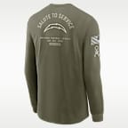 Playera de manga larga Nike de la NFL para hombre Los Angeles Chargers Salute to Service