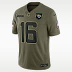 Jersey Nike Dri-FIT de la NFL Limited para hombre Trevor Lawrence Jacksonville Jaguars Salute to Service