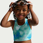 Conjunto de midkini + Hydroguard de manga larga para niña talla pequeña Nike Swim