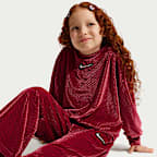 Conjunto de 2 piezas de pants y sudadera de terciopelo Swoosh Sparkle para niños talla pequeña Nike