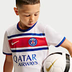 Playera de futbol Nike Dri-FIT para antes del partido para niños talla grande Paris Saint-Germain local