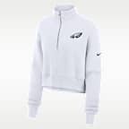 Sudadera de cuello redondo Nike de la NFL cropped oversized de cierre de 1/4 para mujer Philadelphia Eagles Primetime Phoenix
