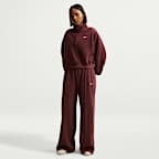Top cropped oversized de cierre de 1/4 para mujer Nike Studio Fleece Medium-Weight Plush
