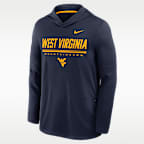 Playera de manga larga universitaria Nike Dri-FIT con gorro para hombre West Virginia Sideline