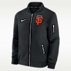 Chamarra bomber Nike de la MLB de cierre completo para hombre San Francisco Giants Authentic Collection Dugout