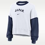 Sudadera de cuello redondo sin cierre Nike para mujer Japan National Baseball Team 2026 World Baseball Classic