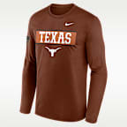 Playera de manga larga universitaria Nike Dri-FIT para hombre Texas 2026 Military Appreciation Legend