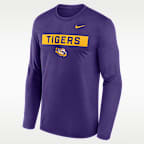 Playera de manga larga universitaria Nike Dri-FIT para hombre LSU Primetime Legend 2-Hit