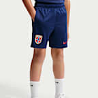 Shorts de fútbol de tejido Knit Nike Dri-FIT de Noruega Strike para niños talla grande