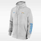Sudadera con gorro Nike de la NFL de cierre completo para hombre Los Angeles Chargers Club