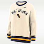 Sudadera de cuello redondo sin cierre universitaria Nike oversized para mujer West Virginia Legacy