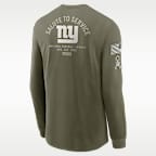 Playera de manga larga Nike de la NFL para hombre New York Giants Salute to Service
