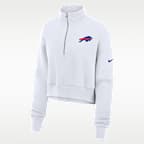 Sudadera de cuello redondo Nike de la NFL cropped oversized de cierre de 1/4 para mujer Buffalo Bills Primetime Phoenix
