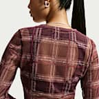 Camisola de malha axadrezada de manga comprida com corte estreito Nike Sportswear para mulher