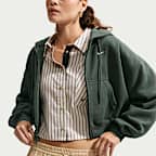 Nike Studio Fleece Medium Weight Women's Oversized Full-Zip Cropped Hoodie