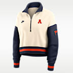 Sudadera de cuello redondo universitaria Nike oversized cropped de cierre de 1/4 para mujer Auburn Legacy